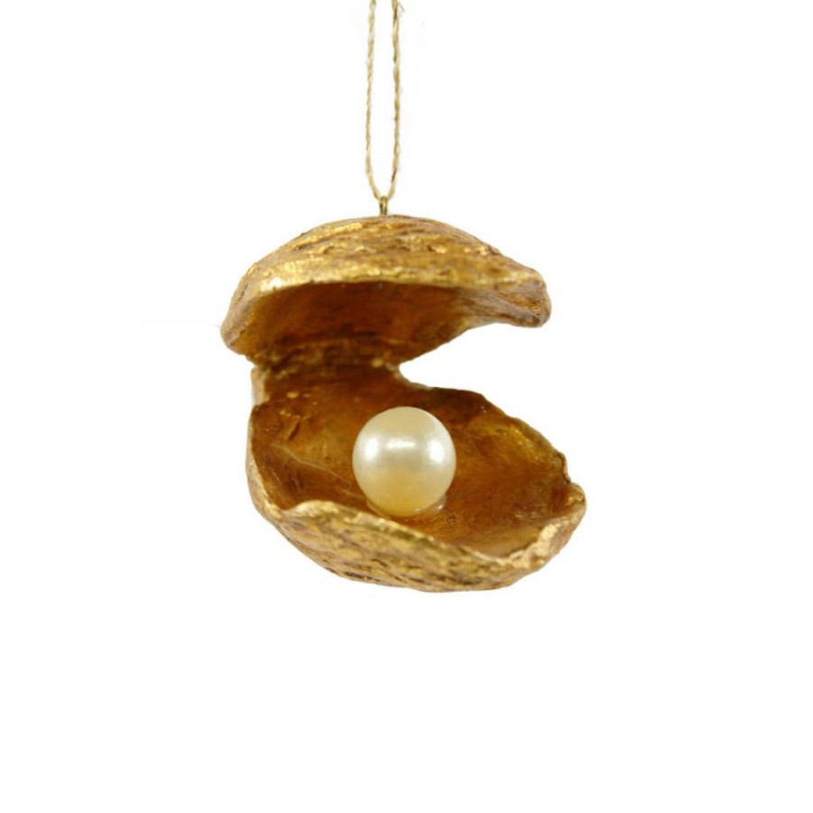 Christmas * | Cody Foster & Co. Christmas Preorder: Gold Oyster With Pearl Ornament 3.25