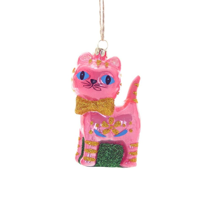 Christmas * | Cody Foster & Co. Preorder: Pink Retro Cat Ornament 4 Christmas