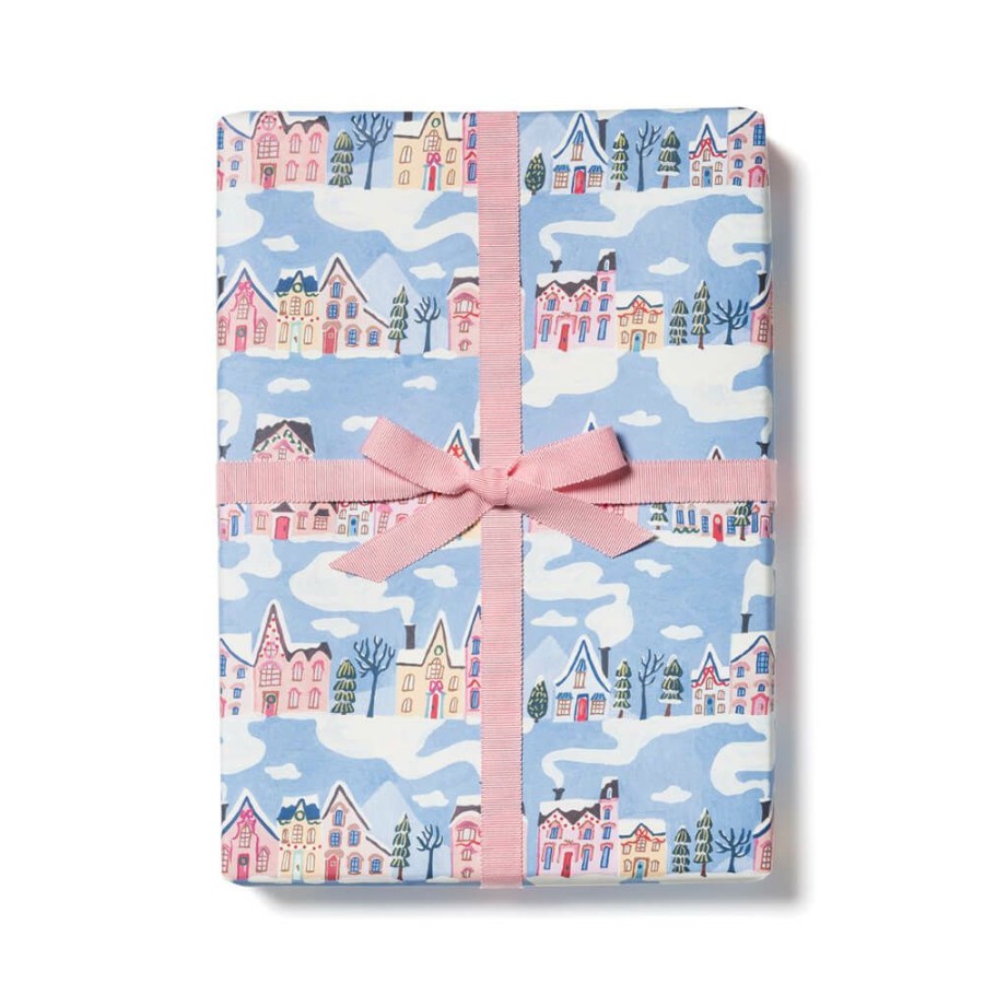 Christmas * | Red Cap Cards Little Pink Houses Gift Wrap Roll