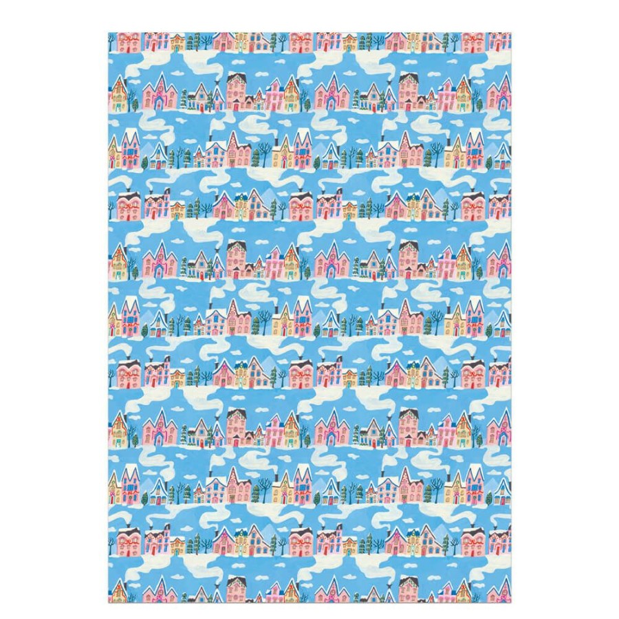 Christmas * | Red Cap Cards Little Pink Houses Gift Wrap Roll