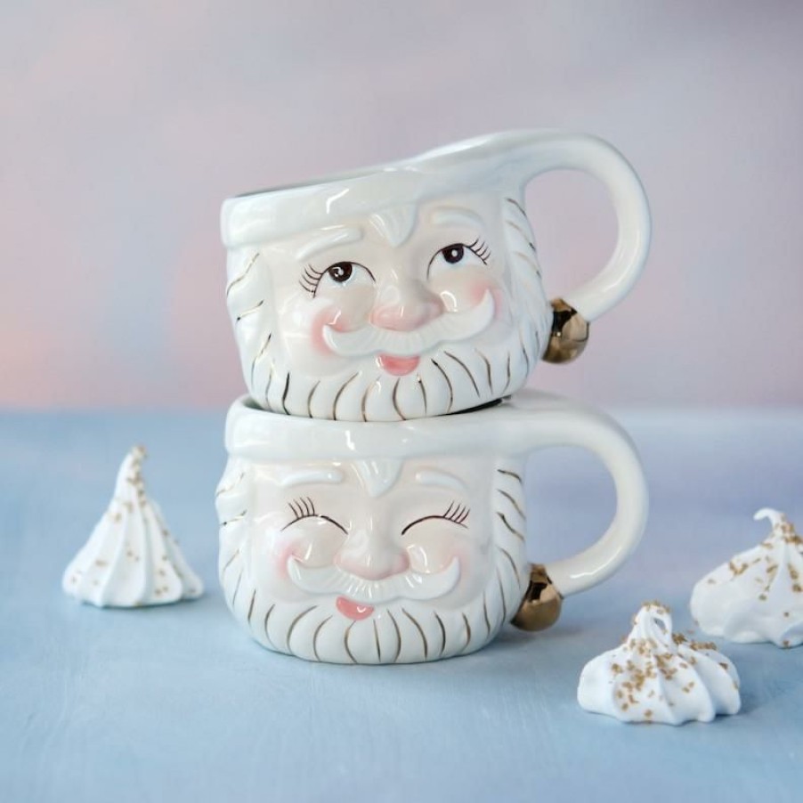 Christmas * | Glitterville Studios White Papa Noel Mug