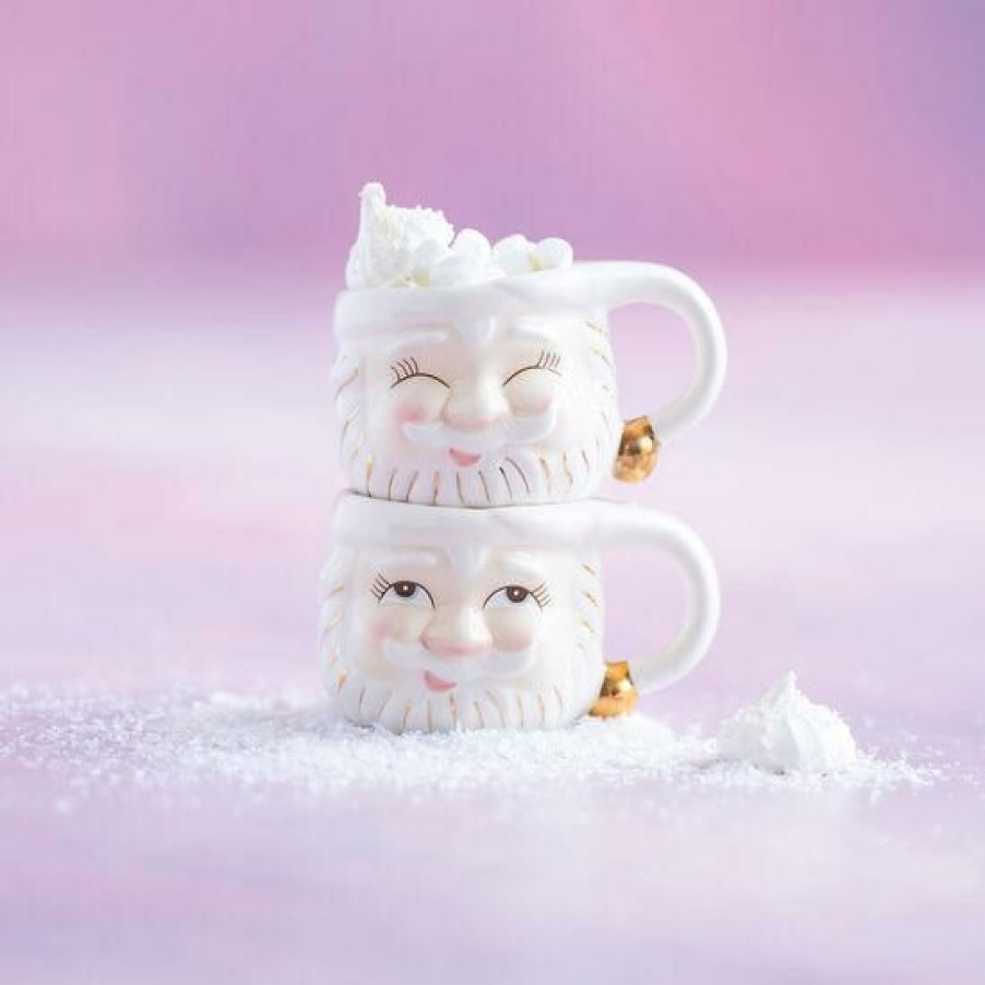 Christmas * | Glitterville Studios White Papa Noel Mug