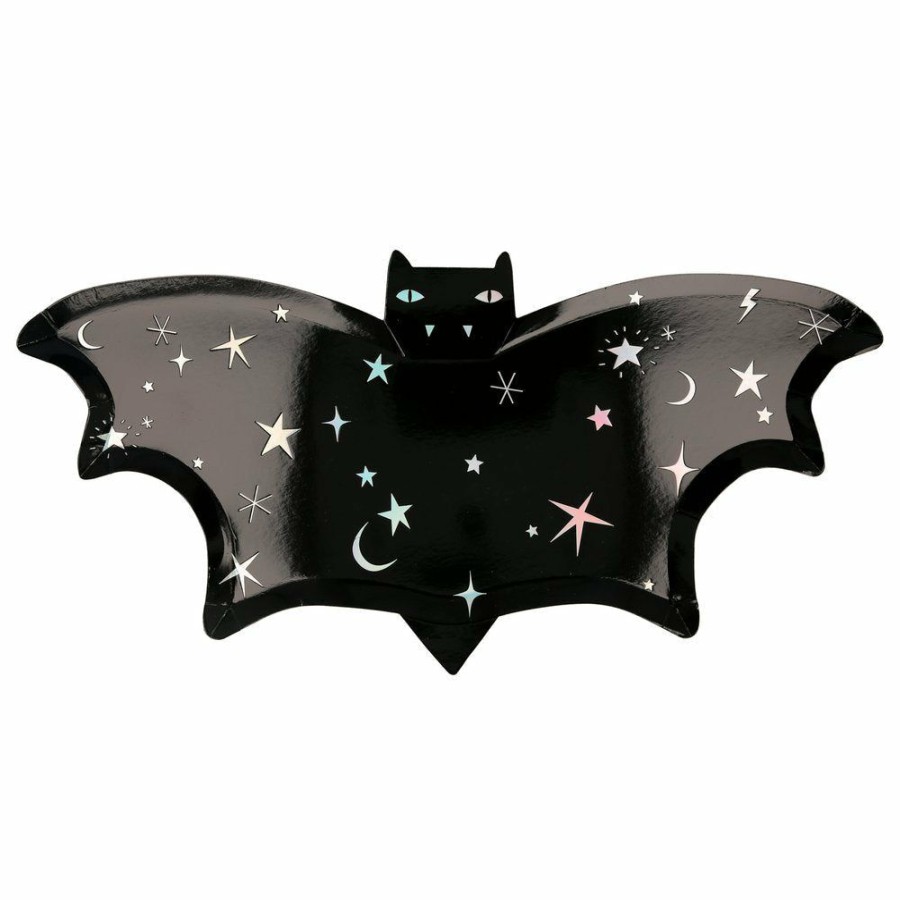 Halloween * | Meri Meri Party Sparkle Bat Plates Halloween Large Plates