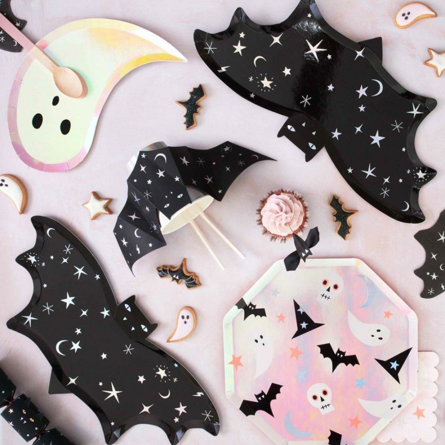 Halloween * | Meri Meri Party Sparkle Bat Plates Halloween Large Plates