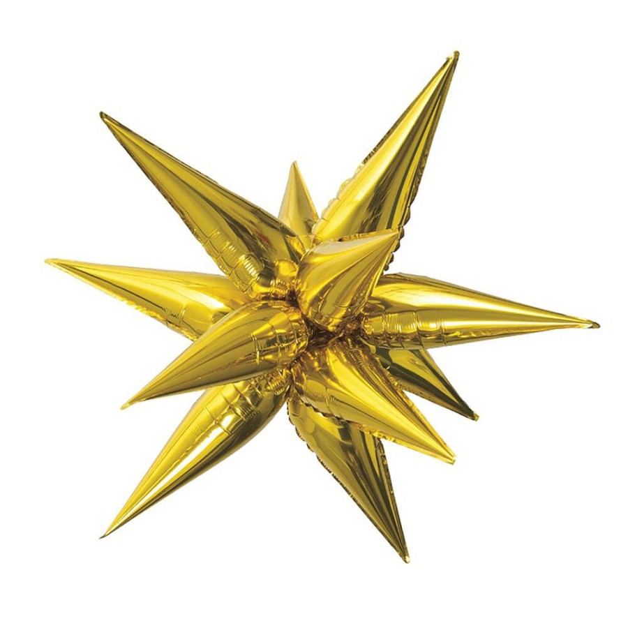 Christmas * | Unique Jumbo Gold Star-Burst Foil Balloon 40