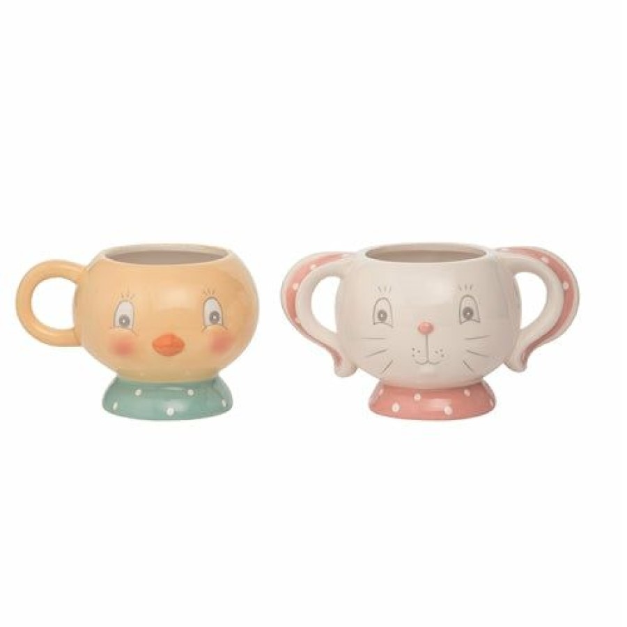 Easter * | Transpac Imports Johanna Parker Easter Dottie Chick & Bunny Mug Set (Set Of 2)