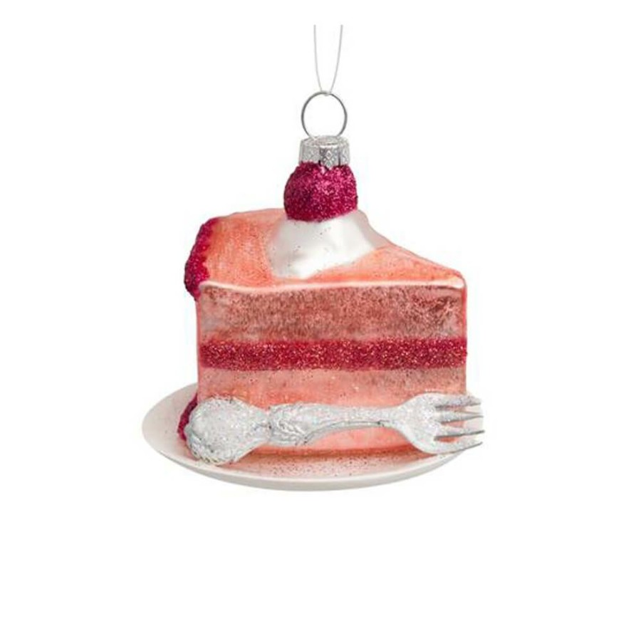 Christmas * | Vondels Pink Cake W/ Silver Fork Ornament Christmas