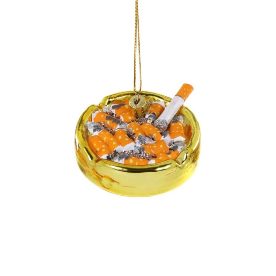 Christmas * | Cody Foster & Co. Preorder: Gold Ashtray Cigarette Holder Ornament, 2.75 Christmas