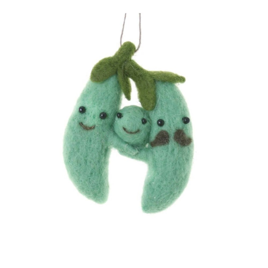 Christmas * | Cody Foster & Co. Preorder: Felt Pea Pod Family Ornament, 3.5 Christmas