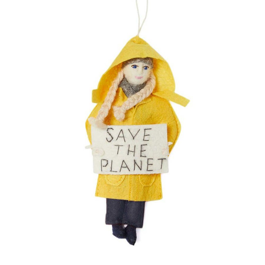 Christmas * | Silk Road Bazaar Greta Thunberg "Save The Planet" Felt Ornament