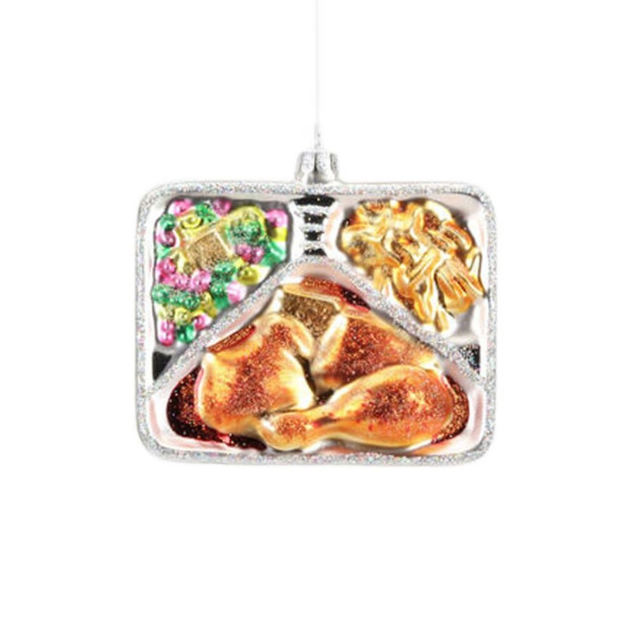 Christmas * | One Hundred 80 Degrees Glass Tv Dinner Ornament 4.5