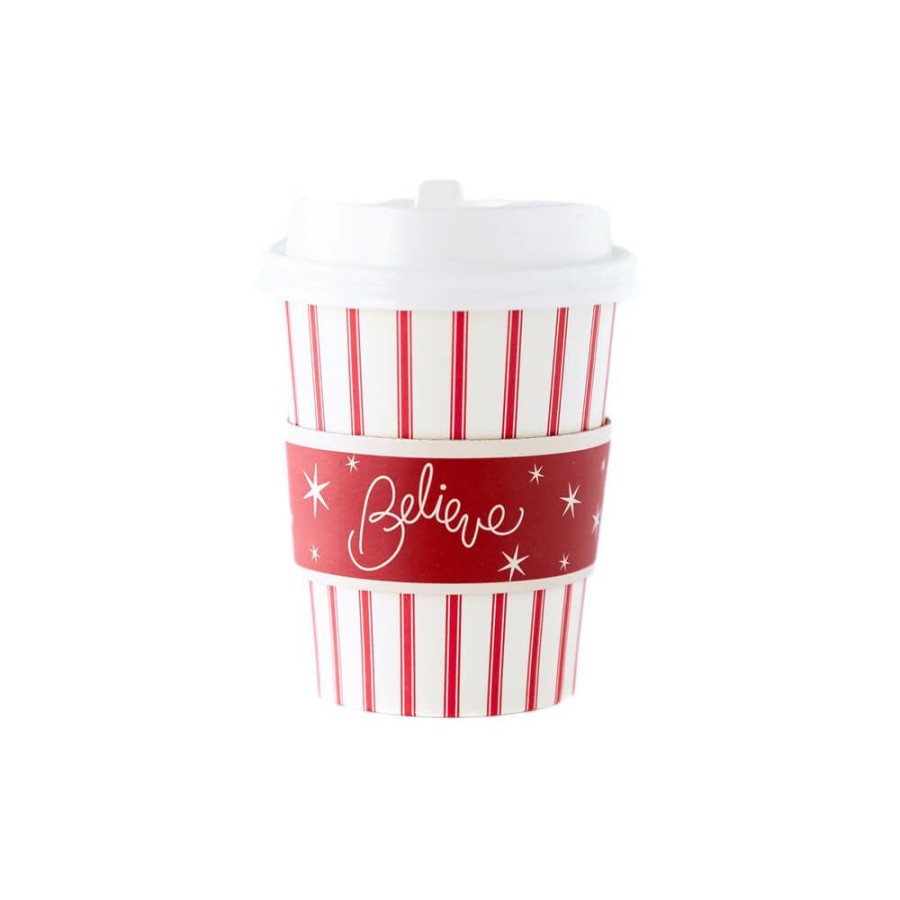 Christmas * | My Mind'S Eye Believe Collection Red Stripe Cozy To Go Cup Party