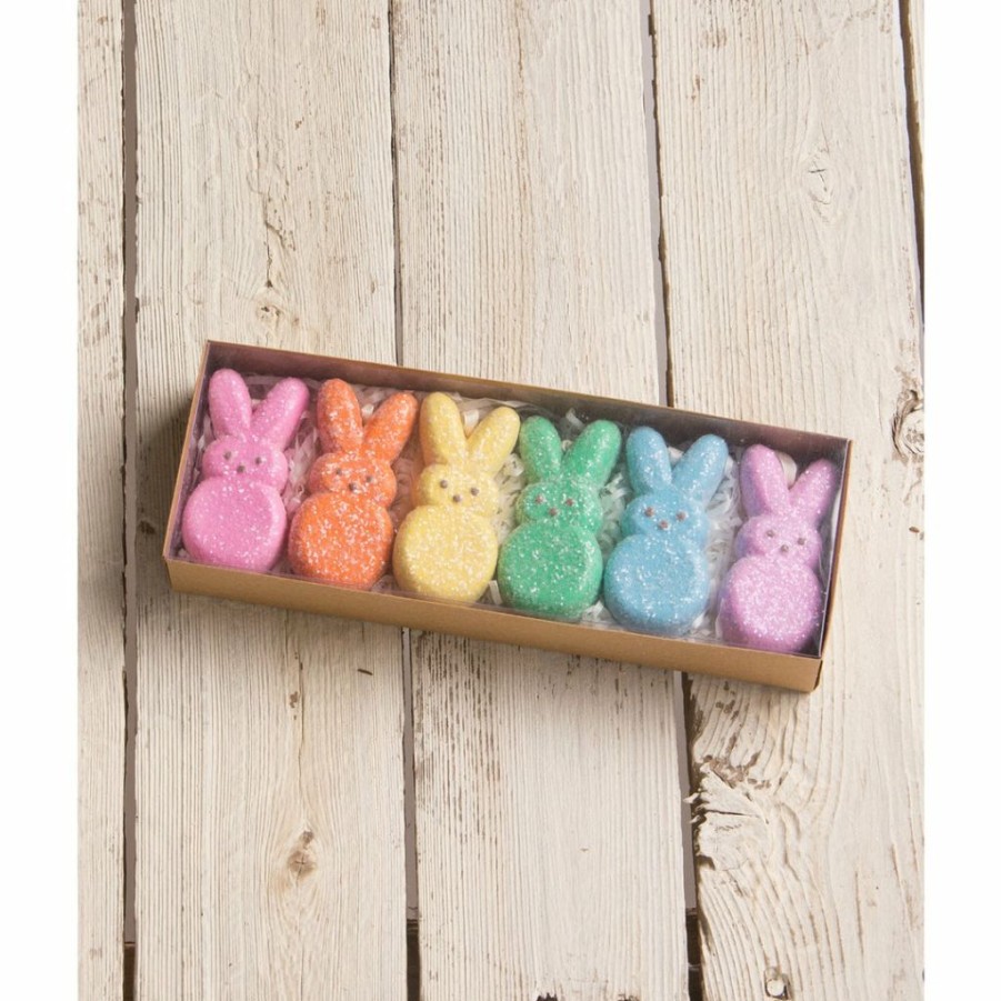 Christmas * | Bethany Lowe Peeps Rainbow Bunny Ornaments (Set Of 6)