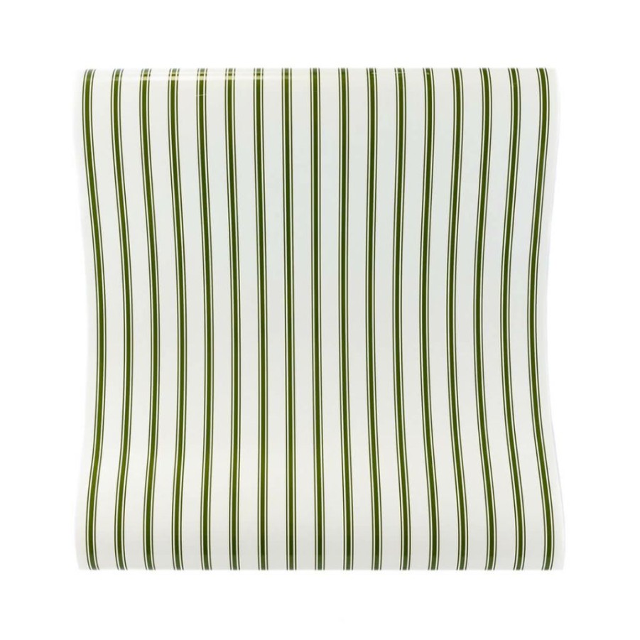 Christmas * | My Mind'S Eye Party Botanical Holiday Collection Green Ticking-Stripe Table Runner