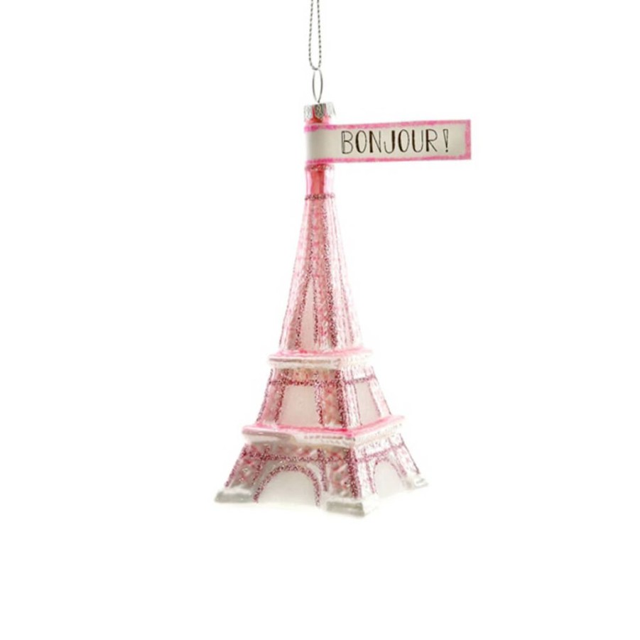 Christmas * | Cody Foster & Co. Christmas Bonjour! Pink Eiffel Tower Ornament 4.5