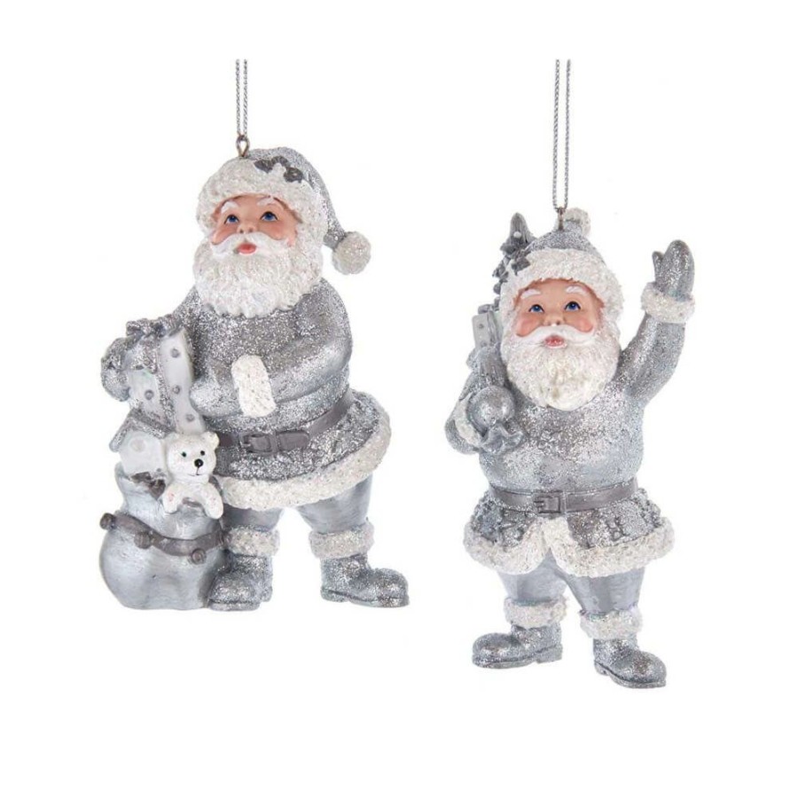 Christmas * | Kurt S. Adler, Inc. Silver Santa Ornament 4