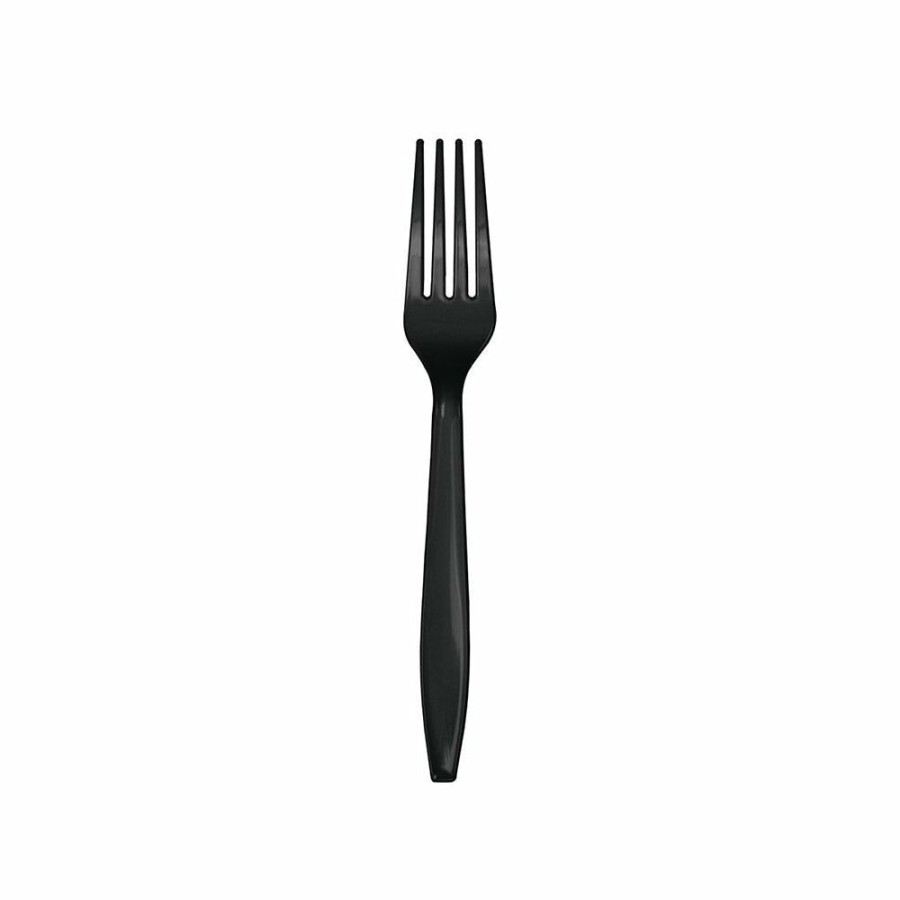 Halloween * | Cutlery Black Plastic Forks 24Ct