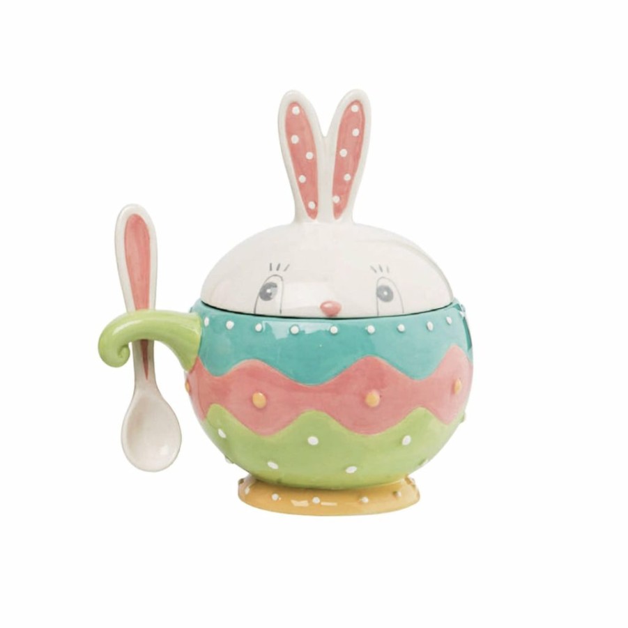 Easter * | Transpac Imports Johanna Parker Easter Dottie Bowl With Spoon & Lid