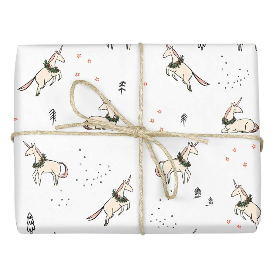 Christmas * | Abbie Ren Illustration Christmas Unicorn Wrapping Paper Roll Cards + Gift Wrap