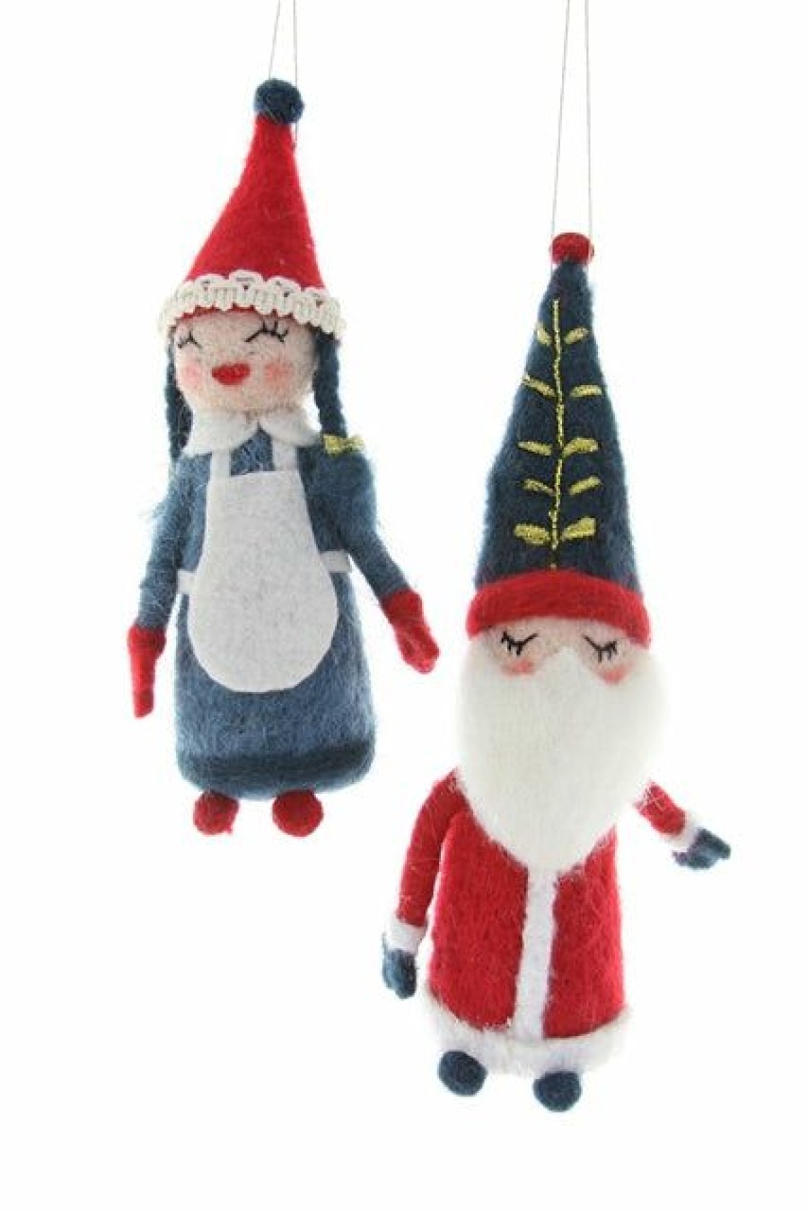 Christmas * | Cody Foster & Co. Christmas Stitchery Mr & Mrs Santa Felt Ornament Set