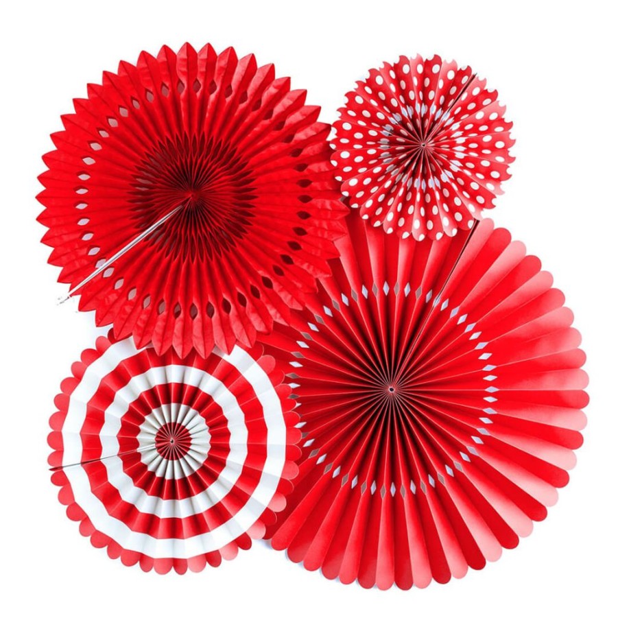 Christmas * | My Mind'S Eye Red Decorative Party Fans