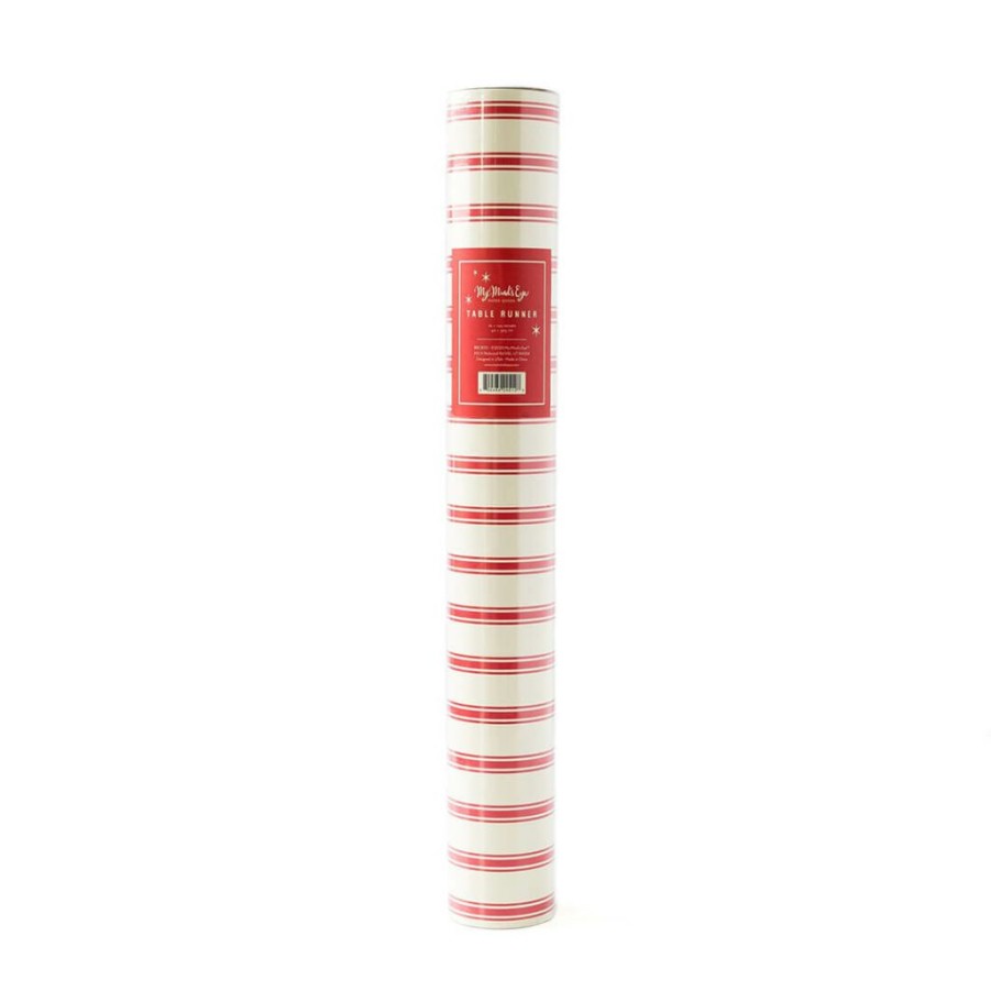 Christmas * | My Mind'S Eye Believe Collection Red & Off-White Striped Holiday Table Runner