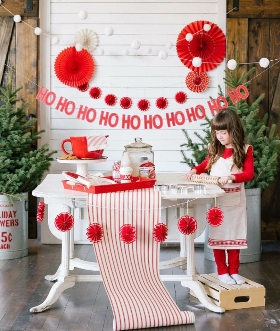 Christmas * | My Mind'S Eye Believe Collection Red & Off-White Striped Holiday Table Runner