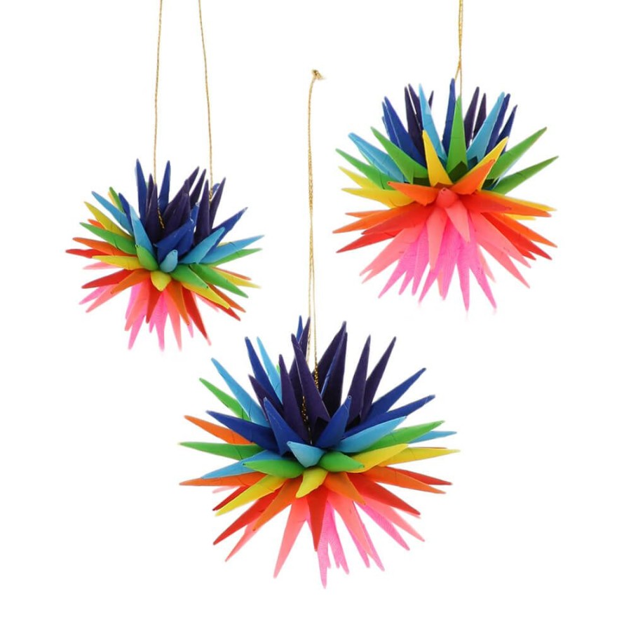 Christmas * | Cody Foster & Co. Christmas Rainbow Paper Starburst Ornaments (Set Of 3)