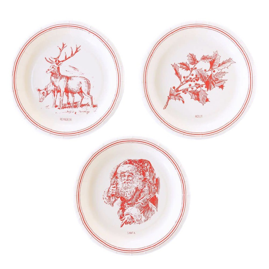 Christmas * | My Mind'S Eye Believe Collection Red Vignette Plate Set 7