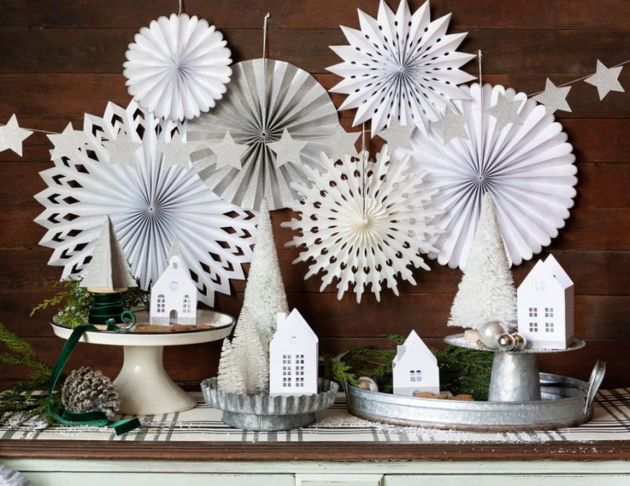 Christmas * | My Mind'S Eye Winter White Holiday 3D Tabletop Holiday Houses