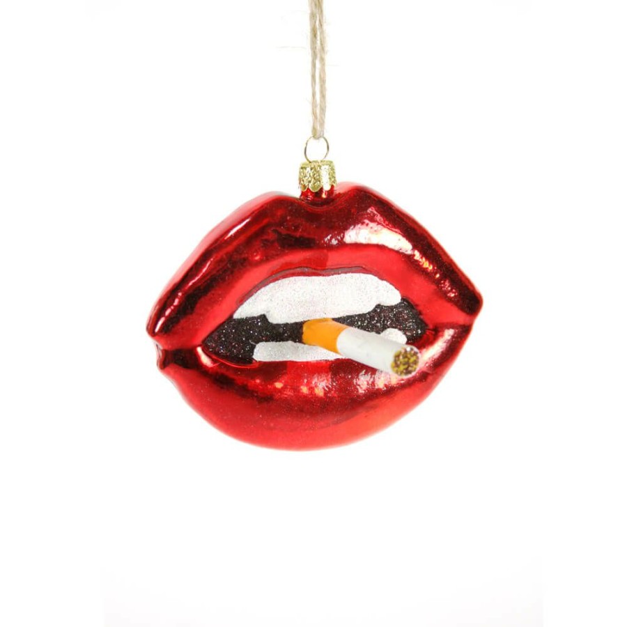 Christmas * | Cody Foster & Co. Christmas Lips With Cig Ornament 4