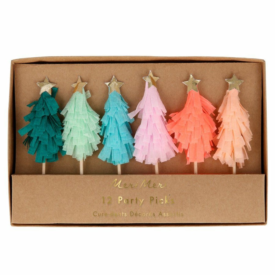 Christmas * | Meri Meri Party Rainbow Fringed Christmas Tree Picks