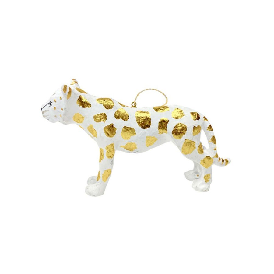 Christmas * | Cody Foster & Co. Gold Spotted Cheetah Ornament 4.25 Christmas