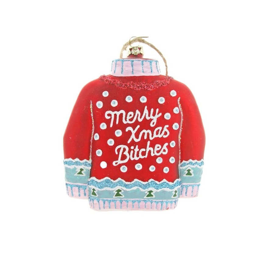 Christmas * | Cody Foster & Co. Red "Merry Xmas B!Tches" Sweater Ornament 4.5