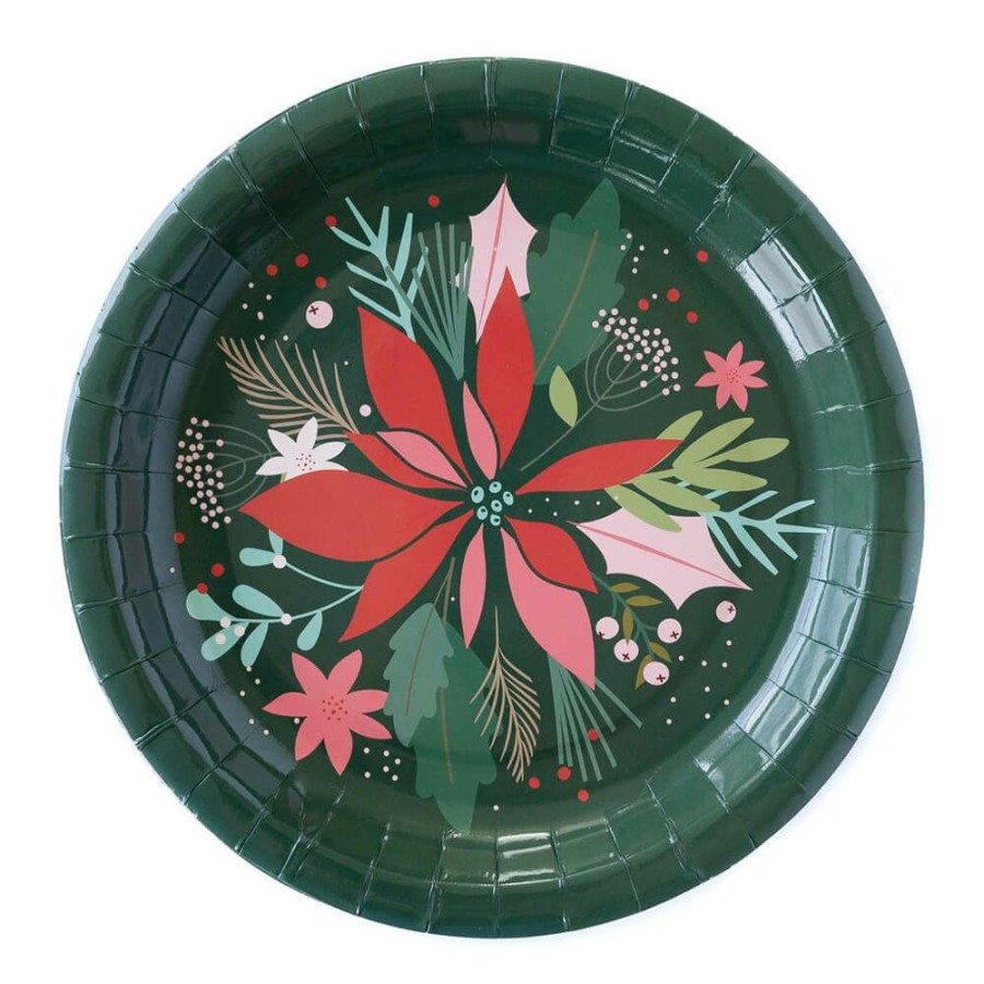 Christmas * | My Mind'S Eye Botanical Holiday Collection Poinsettia Plates 9 Party