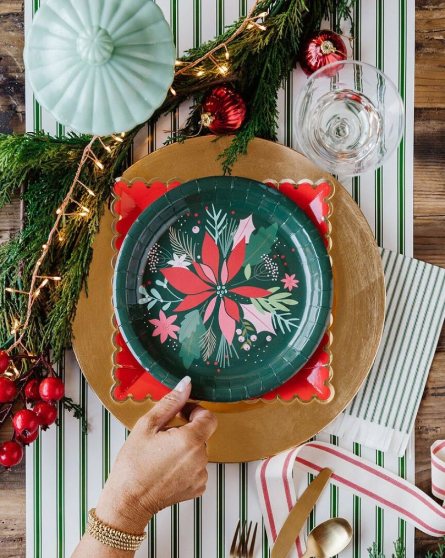 Christmas * | My Mind'S Eye Botanical Holiday Collection Poinsettia Plates 9 Party