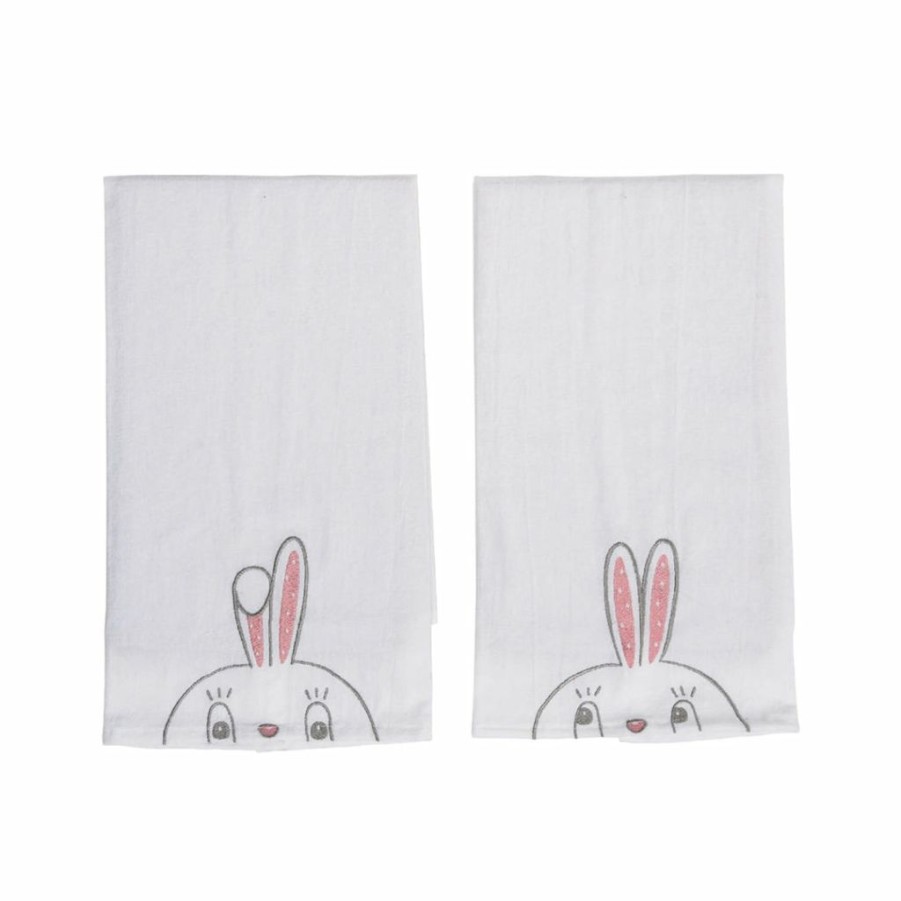 Easter * | Transpac Imports Johanna Parker Easter Dottie Embroidered Tea Towels (Set Of 2)