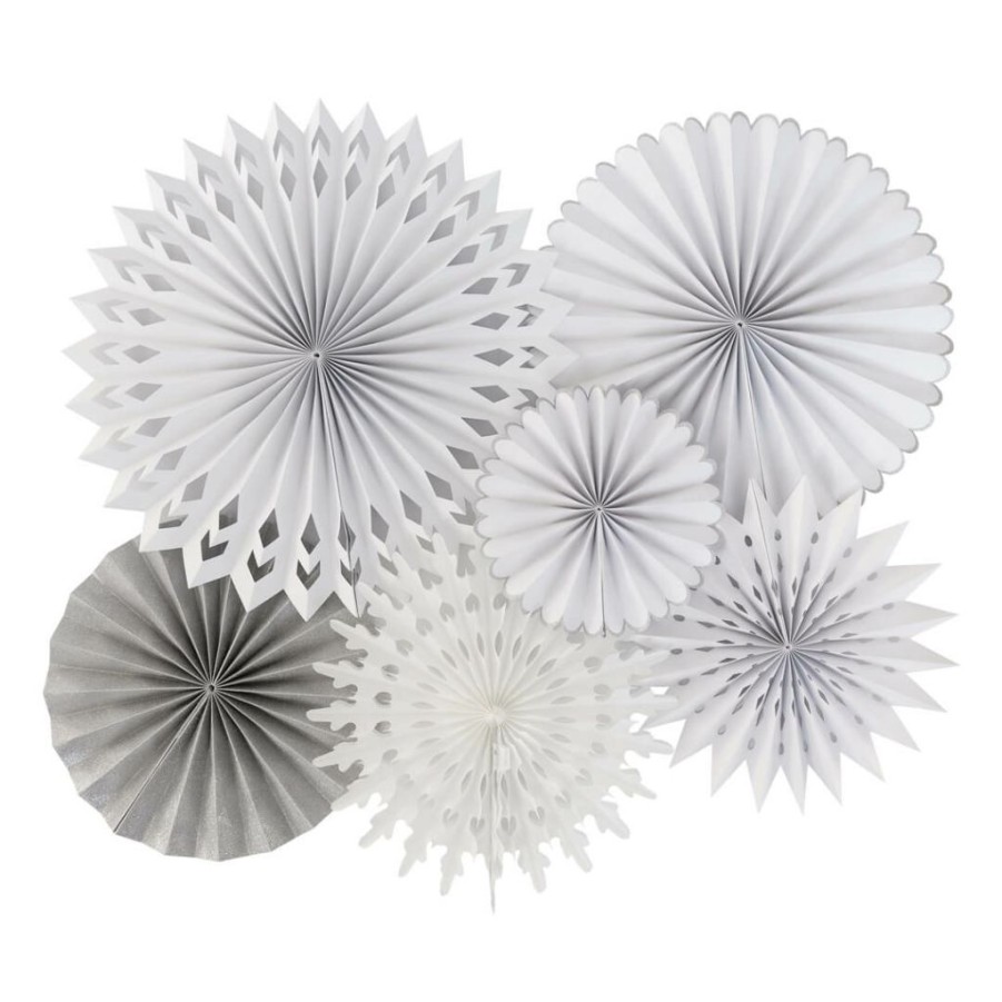 Christmas * | My Mind'S Eye Winter White Decorative Fans Set Party