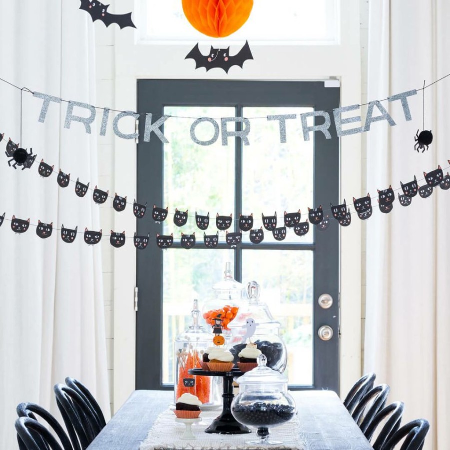 Halloween * | My Mind'S Eye Halloween Trick Or Treat Banner W/ Pompom Spiders