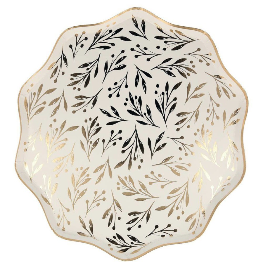 Christmas * | Meri Meri Party Gold Leaf Holiday Dinner Plates