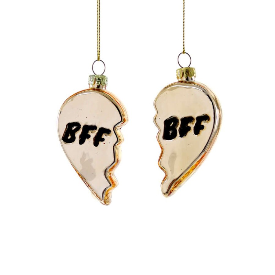 Christmas * | Cody Foster & Co. Gold Bff Heart Ornaments 3 (Set Of 2)