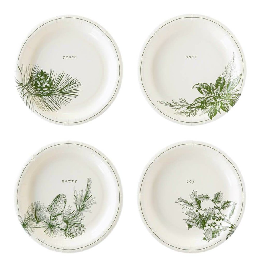 Christmas * | My Mind'S Eye Party Botanical Holiday Collection Green Vignette Plate Set 7