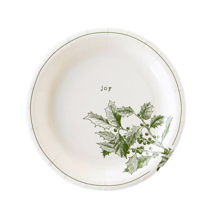 Christmas * | My Mind'S Eye Party Botanical Holiday Collection Green Vignette Plate Set 7