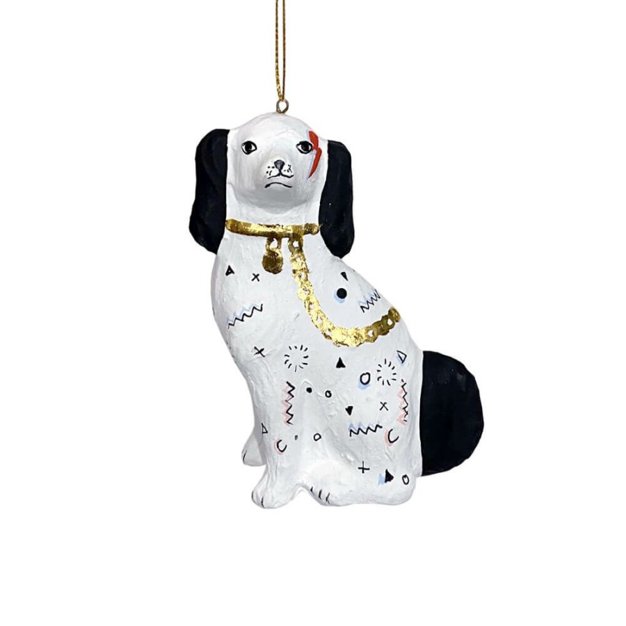 Christmas * | Cody Foster & Co. Christmas Bow Wow Bowie Staffordshire Dog Ornament, 4.25