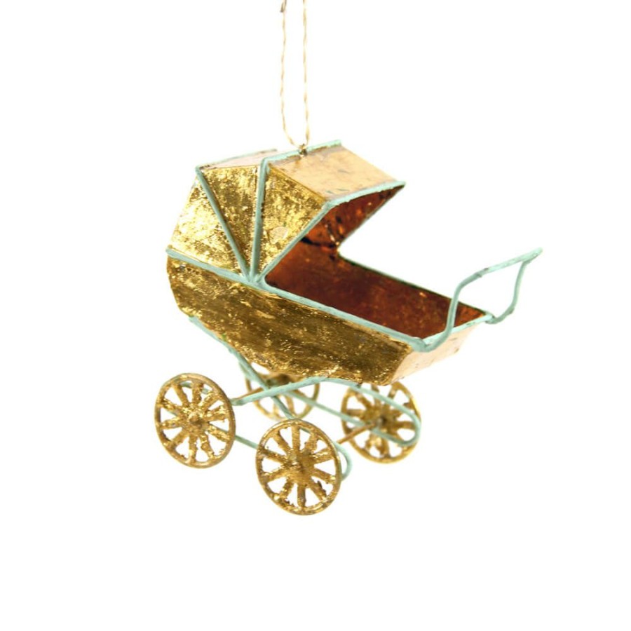 Christmas * | Cody Foster & Co. Gold-Leafed Baby Carriage Ornament 4