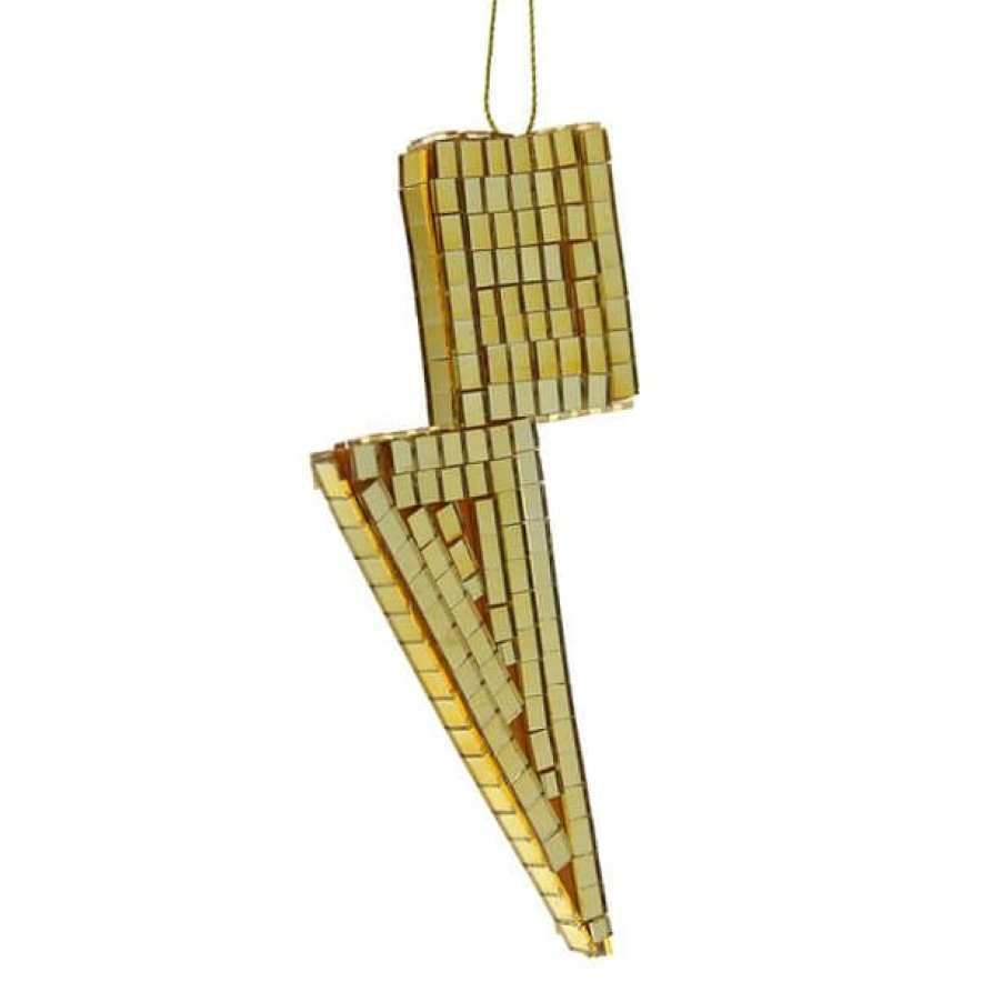 Christmas * | Cody Foster & Co. Gold Mirrored Lightning Bolt Ornament 5