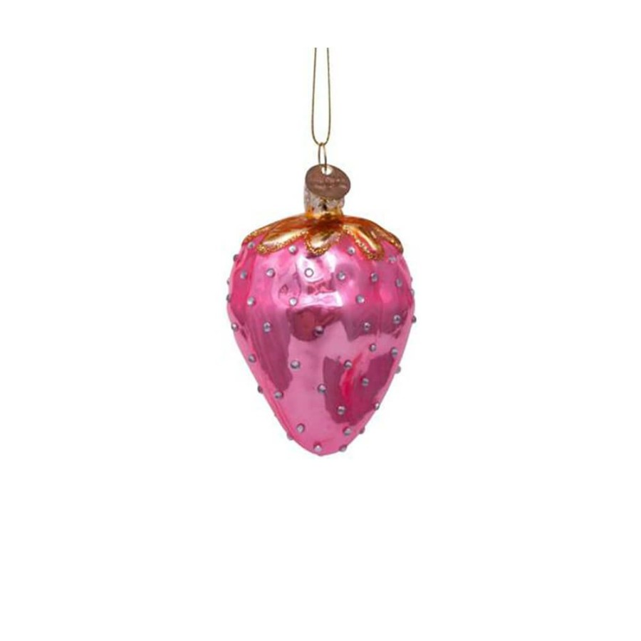 Christmas * | Vondels Christmas Pink Strawberry W/ Jewels Ornament