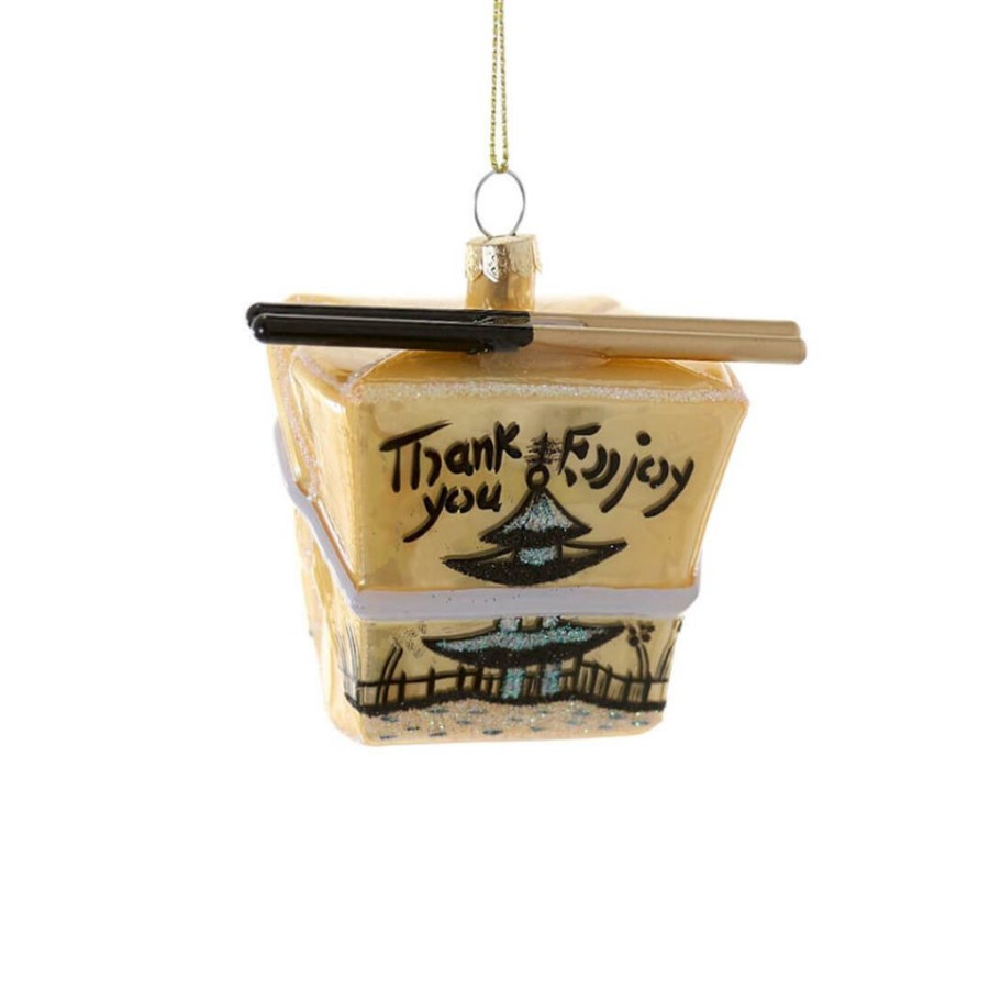 Christmas * | Cody Foster & Co. Gold Chinese Food Take-Out Box Ornament 3.75 Christmas