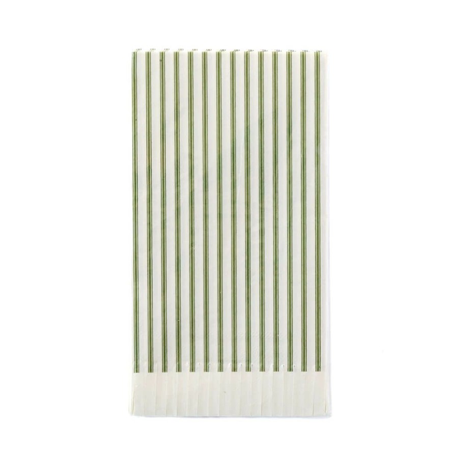 Christmas * | My Mind'S Eye Botanical Holiday Collection Green Ticking-Stripe Fringed Guest Napkins