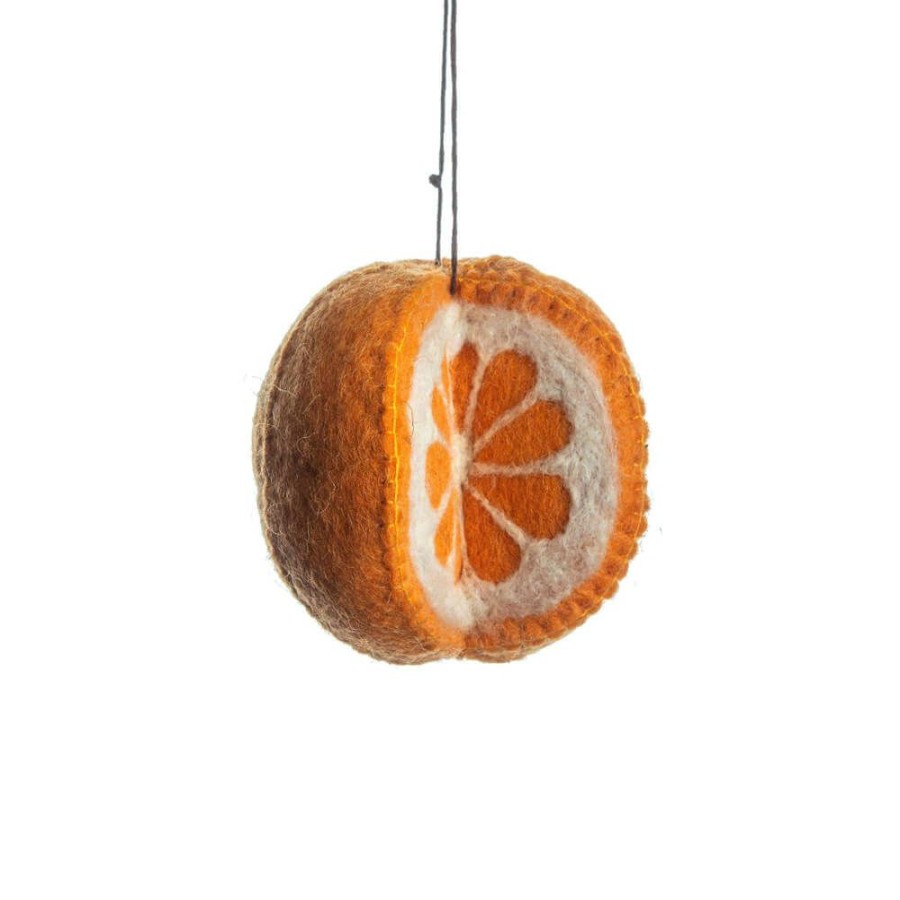 Christmas * | Silk Road Bazaar Christmas Felt Orange Ornament